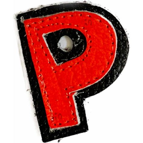 STI Lettere Numeri e caratteri in Pelle mini h.35mm per tuta da cucire o incollare a tute moto Rosso Fluo (1/3)