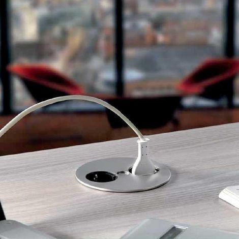 Twist Redondo 2 Enchufes Acero Inox - TWIST - Enchufe compacto de encastre para encimeras (apertura manual) (1/10)