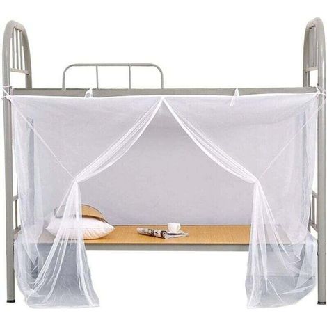 Moustiquaire Lit superposé blanc pour dortoir d'étudiants à trous fins de 1,5 x 2 m (1/4)