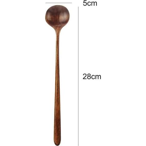 Cuillère en bois - Écologique - 10.9 pouces - Longue poignée - Style coréen - Ustensile de cuisine (1/4)