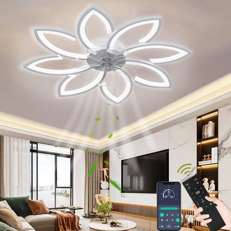Ventilateurs de plafond avec lumières, 90 cm, plafonnier LED moderne à intensité variable avec ventilateur et télécommande, silencieux, design créatif à 8 lumières, ventilateur de plafond pour (1/5)