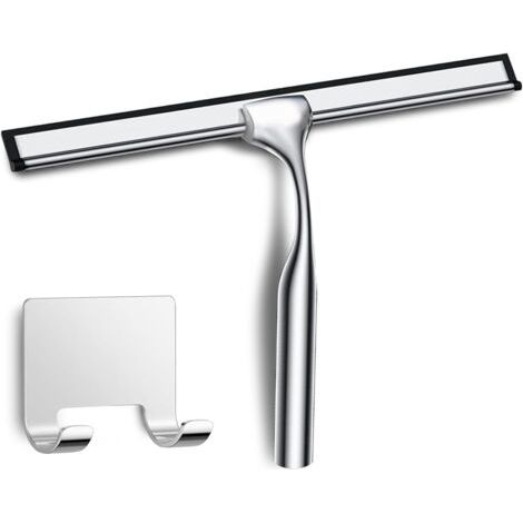 Raclette Douche en Acier INOX avec Crochet, Raclette de Douche Argent, Raclette Vitre Douche, Raclette Salle de Bain pour Carrelage Mur Verre Porte Miroirs Fenêtres Table (1/2)