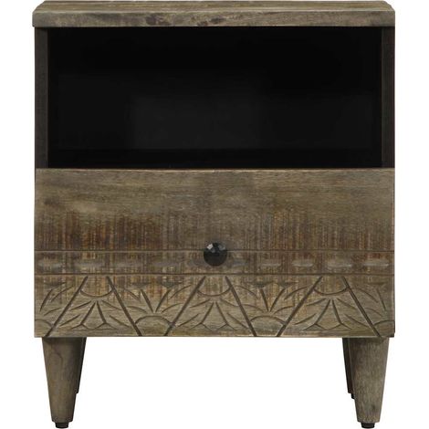 Maison Exclusive - Comodini 2pz Grigio Chiaro 40x33x46 cm in Legno Massello Mango (1/5)