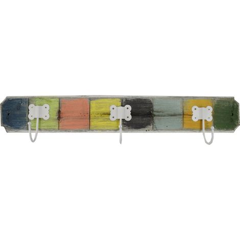 Holz Garderobe 65x13cm bunt Hakenleiste Kleiderhaken Garderobenhaken Wand Haken