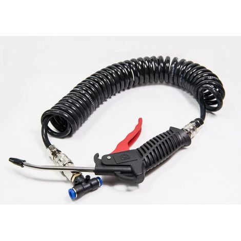 Kit d'air comprimé Noir 5m de Tuyau spiralé Pistolet de soufflage Camion Voiture Voiture Bateau, Tuyau d'air comprimé, Pression maximale 13 Bar,Outil pour métallurgistes, garages, ateliers
