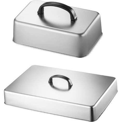 Set mit 2 rechteckigen Deckeln zum Bestreichen, Käseschmelzen und als multifunktionaler Universaldeckel für Burger. (1/5)