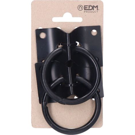 2 Anelli di Parcheggio per Cani con Piastra 70x5mm Nera EDM