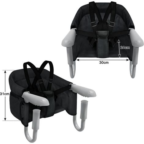 HENGMEI rehausseur chaise enfant chaise bebe Pliable pour Bébé, Réhausseur de Chaise avec Pinces Antidérapantes chaise haute bébé pour Tables Épaisses, Idéal à la Maison et en Déplacement, noir