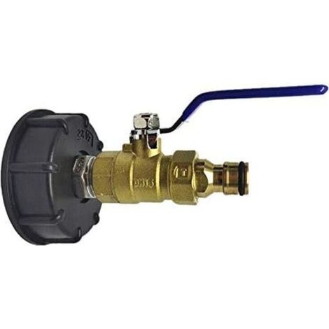 1x Raccord robinet en laiton, S60x6 adaptateur de cuve valve d'évacuation avec 25mm diamètre de sortie, sortie raccord rapide, pour cuve IBC (1/5)