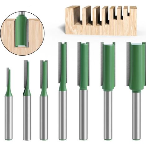 royaluxe - 7Pcs tige de 6mm fraise à défoncer fraise droite avec tranchants en carbure fraise à menuiserie outil de woodworking cutter,vert, (1/5)