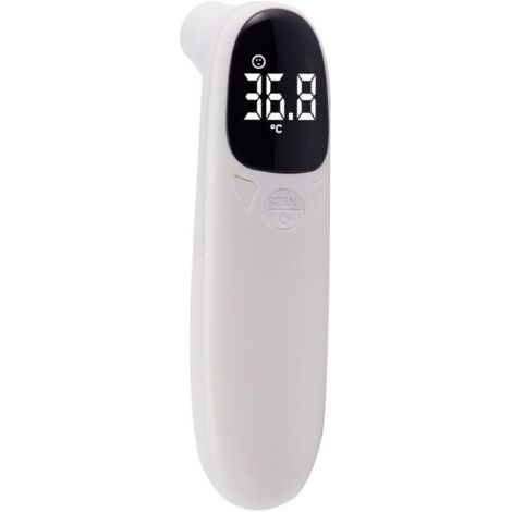 [JAMAIS UTILISÉ]Thermomètre frontal et auriculaire , thermomètre numérique sans contact, thermomètre infrarouge avec écran LCD, thermomètre de fièvre pour bébés, enfants, adultes et objets (blanc) (1/4)