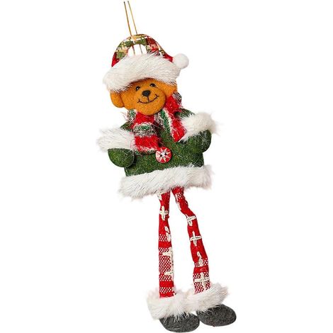 Schwingbare Puppen-Weihnachtsaccessoires: Weihnachtsmann-/Schneemann-/Hirsch-/Bärenfigur mit Aufhängeseil für die Innendekoration, mehrfarbig (1/5)