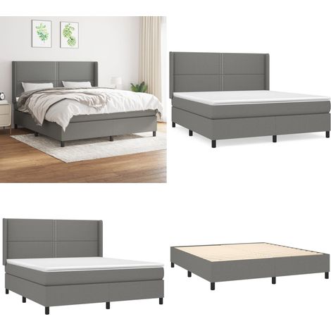 Boxspringbett mit Matratze Dunkelgrau 180x200 cm Stoff - Boxspringbett - Doppelbett - Bettenrahmen - Matratze - Matratzentopper - Home & Living (1/5)