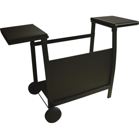 Chariot plancha gaz 3 brûleurs en acier – Dimensions 122 x 53 x 80,5 cm – 2 tablettes latérales et roulettes pour déplacement facile – Jardideco