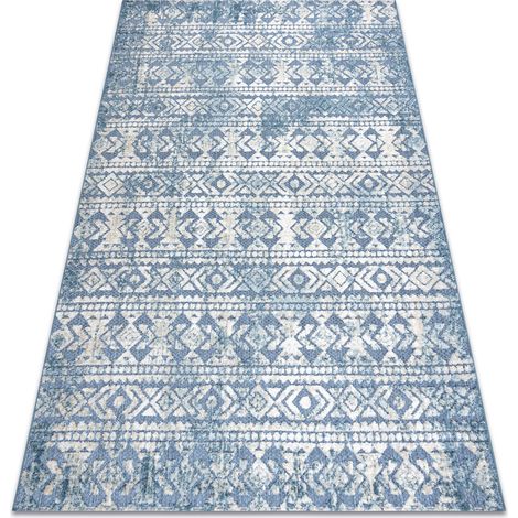 Carpet Structural SOLE D3732 Aztec, diamonds - Flat woven blue / beige blue 120x170 cm