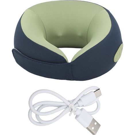 Masseur de nuque sans fil en mousse à mémoire de forme haute résilience, masseur Shiatsu portable pour le dos et la nuque avec fonction chauffante, bleu (1/5)