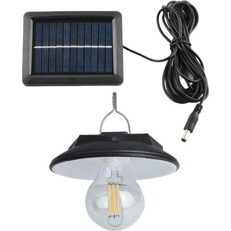 Lampe solaire pour abri de jardin - Plafonnier LED solaire, suspension intérieure/extérieure Lampe LED étanche à la pluie pour jardin, éclairage de grange avec détecteur de mouvement télécommandé (1/4)