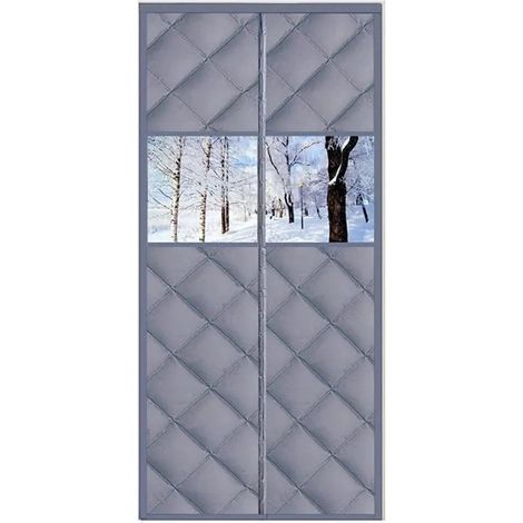 Cortina para puerta，con atracción magnética，cubierta para puerta，manta para puerta para oficina en casa (gris con ventanas，90 x 210 cm) (1/3)
