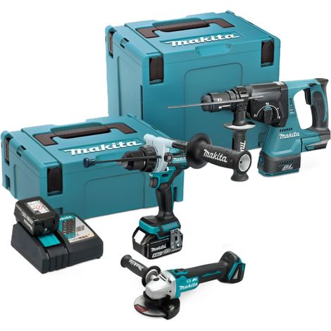 Makita DLX3221TJ 18v LXT Brushless Kit DHR243 SDS DGA506 Grinder DHP492 Drill (1/5)