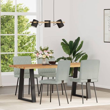 Maison Exclusive - Esszimmerstühle 4 Stk. Hellgrau Samt (1/5)
