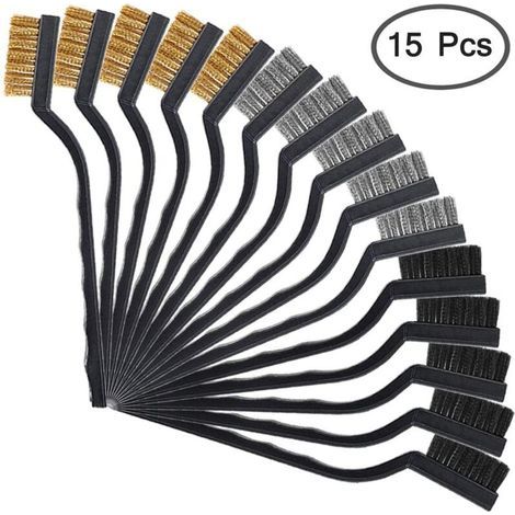 15 kratzfeste Metallbürsten (Edelstahl, Messing und Nylon) B