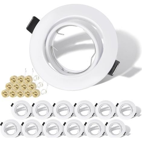 Set of 12 GU10 Stainless Steel Recessed Spotlights, 35° Swivel, for Bathroom and Kitchen Ceilings (1/5)