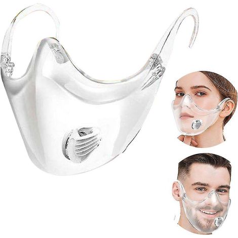 Écran facial transparent réutilisable avec valve pour visage, masque de protection buccal durable, couvre-visage résistant (1/3)