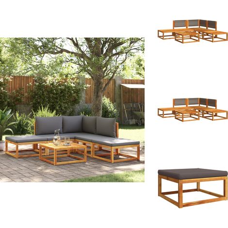 Salon de jardin avec coussins 6 pcs bois d'acacia solide - Canapé De Jardin - Salon De Jardin - Meuble Extérieur - Acacia - Mobilier De Jardin (1/5)