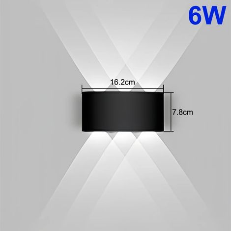 Applique murale LED (3000K - noir 6W) étanche, éclairage extérieur orientable vers le haut et vers le bas, lampe de chevet décorative. (1/5)