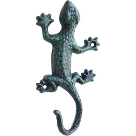 Crochet mural décoratif en fer forgé motif gecko (1 pièce), avec 2 vis et 2 chevilles d'expansion, pour la maison, le magasin ou le jardin.-179cm-Green