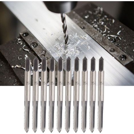 Taraud Métrique - M4 Tête Conique - Pour Filetage Bois Plastique Aluminium - Acier Au Carbone - Lot De 10 (1/5)