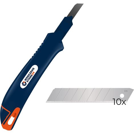 WS24 Cuttermesser  2K Griff  9 mm  Abbrechklingen schwarz  inkl. 10x  Ersatzklingen 9mm  - WS24-100069-Set