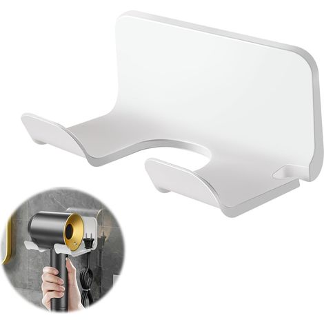 Support pour sèche-cheveux, support mural pour sèche-cheveux, support pour sèche-cheveux de salle de bain, support pour sèche-cheveux (blanc)