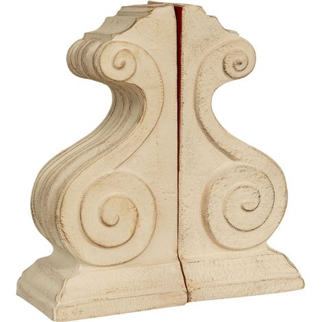 Pair of bookends in antique white finish wood Made in Italy