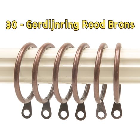 30 - Anneau de rideau - Filetage 3,0 Diamètre intérieur 38 mm - Convient pour les crochets et anneaux de rideaux domestiques - Métal - Bronze rouge (1/5)