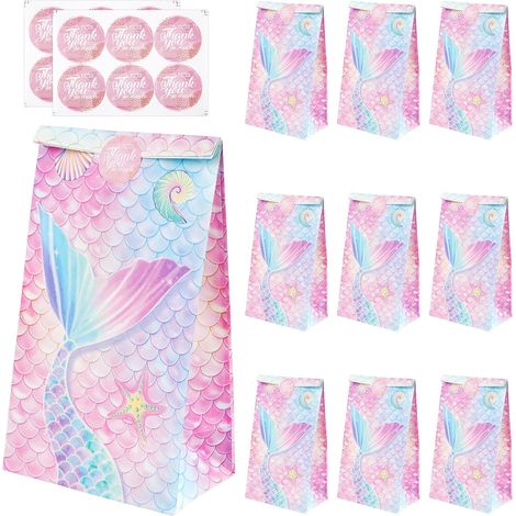 12 pièces Geschenktüten, Meerjungfrau Tüten Papiertüten Kindergeburtstag (1/5)