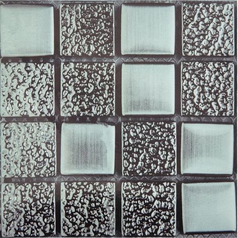 sourcing map Lot de 10 stickers muraux 3D, papier peint mosaïque carré x cm, autocollant, PVC