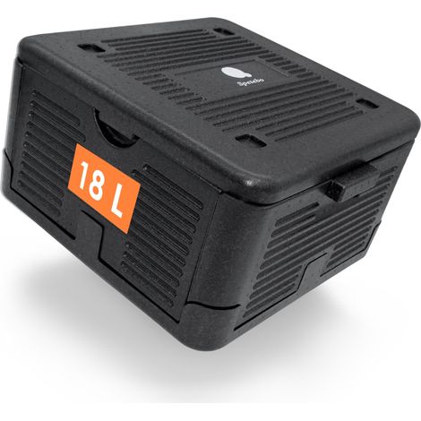 Thermobox klein faltbar schwarz zum Warmhalten und Kühlen - 18 L - Essen Warmhaltebox klappbar 38 x 38 cm - Styropor