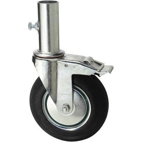 Wolfpack – Roue pour matériel d'atelier 200 mm – Caoutchouc spécial pour échafaudage – Largeur 46 mm – Diamètre tube 43 mm