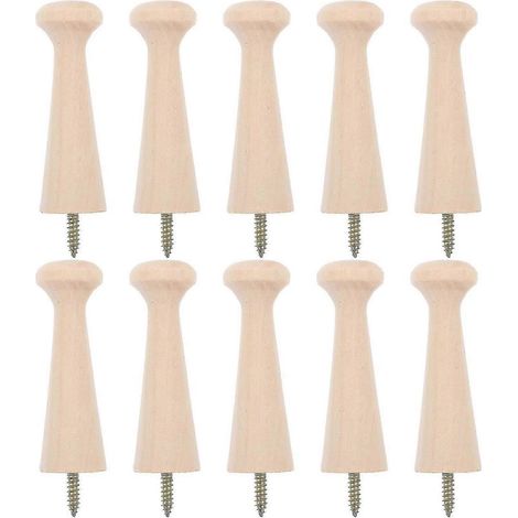 Online Store - Lot de 10 chevilles à visser en bois pour suspendre des objets au mur. Crochet mural en bois. (1/5)