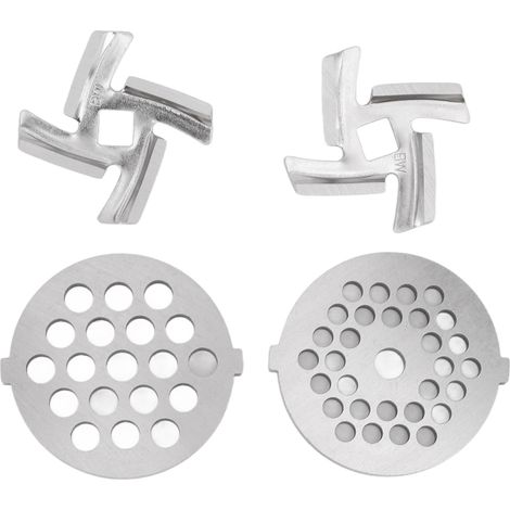 Disques de hachoir à viande en acier inoxydable, lames de broyage pour accessoire hachoir alimentaire, 2 lames tranchantes, 2 plaques de découpe (1/5)
