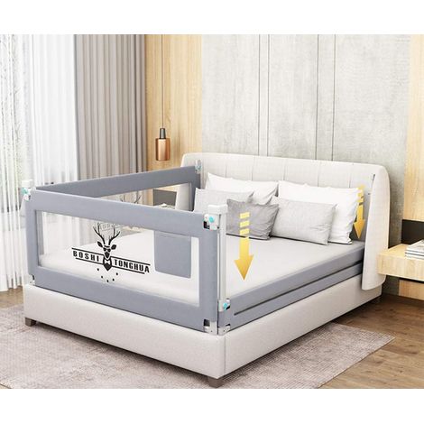 Barrière de lit extra longue pour tout-petits - Barrière de lit pliable avec motif - Garde-corps pour enfants - Pour lit jumeau, double, grand lit, king size (1 côté 150 cm L) (1/5)