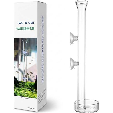 Distributeur Nourriture Poisson 25 cm en Verre avec coupelle, 2 ventouses (1/5)