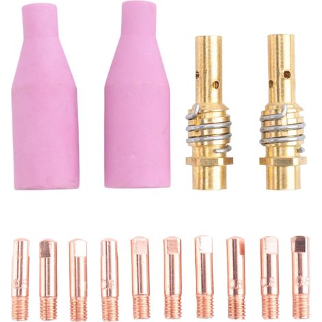 14 PièCes MB-15AK Torche de Soudage Consommables 0.8Mm Embouts de Contact Gaz Buse en CéRamique pour Torche de Soudage 15AK MIG