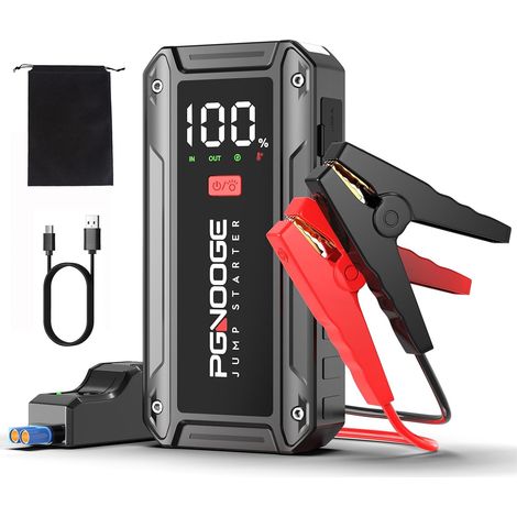 26800 mAh 6000 A Bosster de Batterie Voiture (Jusqu'à All d'essence / 10 L de Diesel), 12 V Start Booster Batterie vehicule avec Bouton de Démarrage Forcé et Sortie USB, Grand écran LCD (1/5)