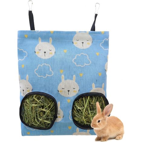 1 Piece Hanging Rabbit Hay Bag, Anti-Waste Hay Dispenser for Small Animals, Rodents, Chinchilla, Guinea Pig (1/5)