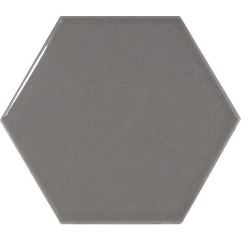 Alle Carrelage - Carrelage mur hexagonal uni gris anthracite 12,4x10,7 cm SCALE HEXAGONE DARK GREY - Vendu par boîte de 0,61 m² (1/3)