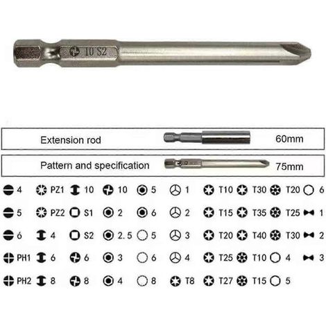 50-teiliges Schraubendreher-Bit-Set, Sicherheitsbit-Set, extra langes magnetisches Schraubendreher-Set, Bohrschraubendreher-Bit-Set