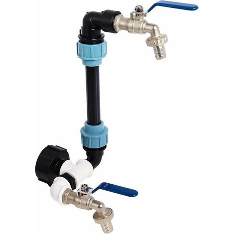 Kit de raccordement IBC col de cygne S60x6 avec robinet 3/4" pour cuve d'eau pluviale 1 000L (1/4)
