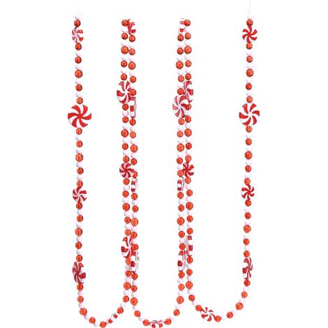 Zuckerstangen-Girlande aus Kunststoffperlen, vielseitig verwendbare Girlande, weihnachtlicher Baumschmuck in Form einer Zuckerstange, 2,7 m (1/2)